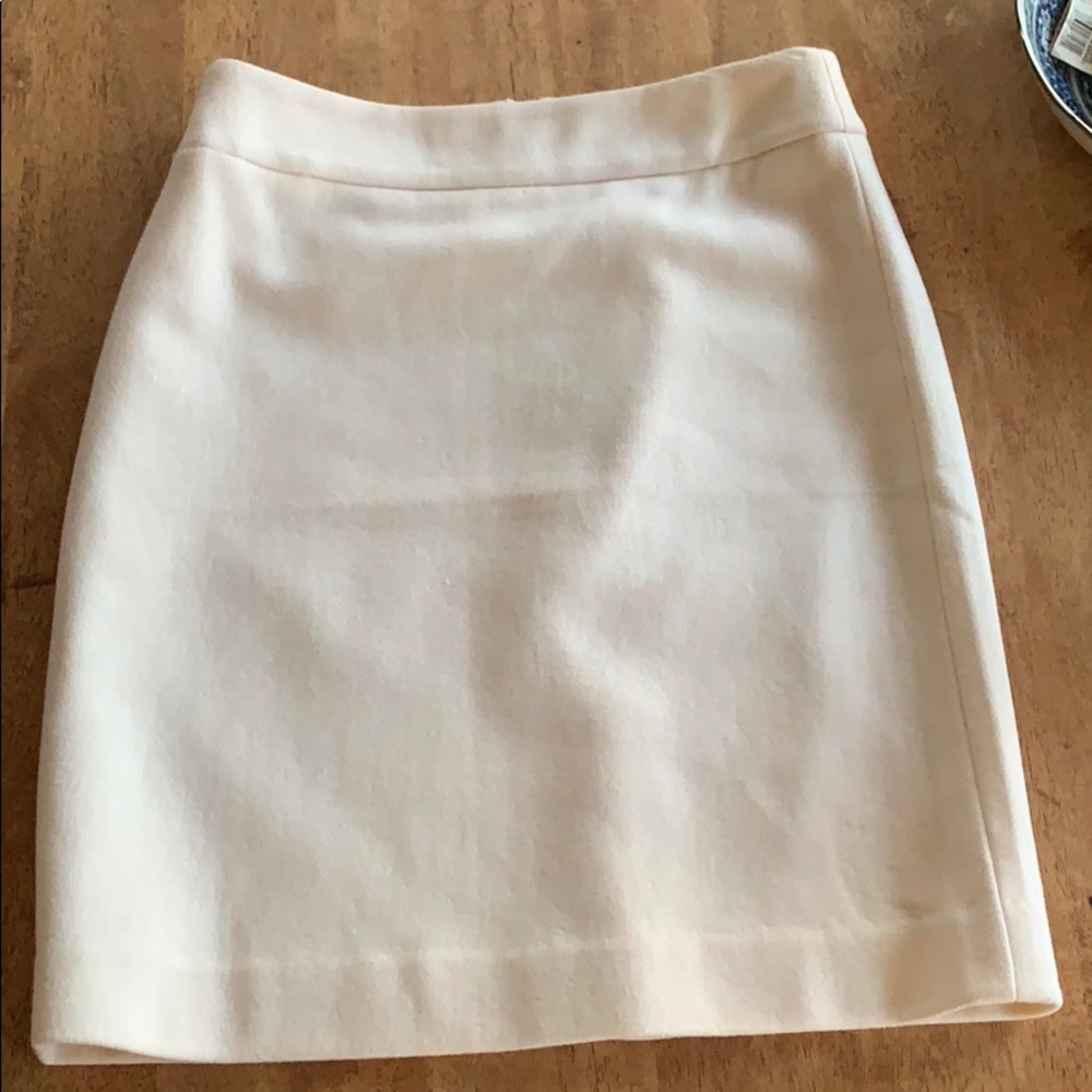 J. Crew White Wool Pencil Skirt